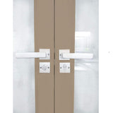 Aleko Aluminum Square Top Minimalist Glass-Panel Interior Double Door with Frame - 84 x 96 inches - Light Walnut ALD8496W09-AP Aluminum 