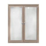 Aleko Aluminum Square Top Minimalist Glass-Panel Interior Double Door with Frame - 84 x 96 inches - Light Walnut ALD8496W09-AP Aluminum 