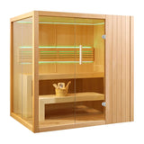 Aleko Canadian Hemlock Indoor Wet Dry Sauna with LED Lights - 4.5 kW ETL Certified Heater - 4 Person STHE4INNY-AP Aleko Indoor Saunas