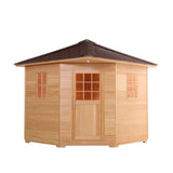 Aleko Canadian Hemlock Wet Dry Outdoor Sauna with Asphalt Roof - 6 kW ETL Certified Heater - 5 Person SKD5HEM-AP Aleko Outdoor Saunas