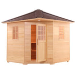 Aleko Canadian Hemlock Wet Dry Outdoor Sauna with Asphalt Roof - 9 kW ETL Certified Heater - 8 Person SKD8HEM-AP Aleko Outdoor Saunas