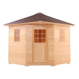 Aleko Canadian Hemlock Wet Dry Outdoor Sauna with Asphalt Roof - 9 kW ETL Certified Heater - 8 Person SKD8HEM-AP Aleko Outdoor Saunas