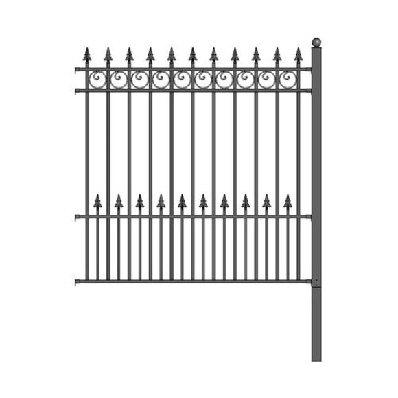 Aleko Diy Steel Iron Wrought High Quality Ornamental Fence Prague Style 5.5 X 5 Ft Fencepradiy5X5.5-Ap Diy Fence Kits
