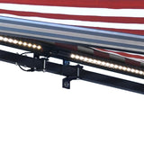 Aleko Half Cassette Motorized Retractable LED Luxury Patio Awning - 10 x 8 Feet - Red and White Stripes AWCL10X8RDWT05-AP Aleko Motorized 