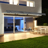 Aleko Half Cassette Motorized Retractable LED Luxury Patio Awning - 12 x 10 Feet - Gray AWCL12X10GY80-AP Aleko Motorized LED Luxury Awnings 