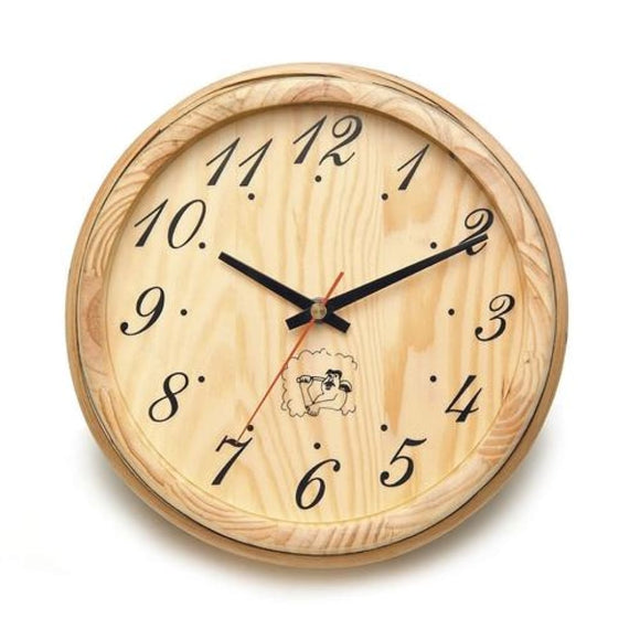 Aleko Handcrafted Analog Clock in Finnish Pine Wood WJ11-AP Aleko Sauna Accessories
