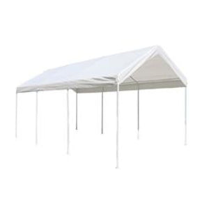 Aleko Heavy Duty Polyethylene Carport with Steel Frame - 10 x 20 Ft - White CP1020NS-AP Aleko Carports