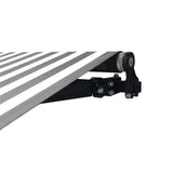 Aleko Motorized Retractable Black Frame Patio Awning 13 x 10 Feet Gray and White Stripes ABM13X10GREYWHT-AP Motorized Retractable Awnings 13