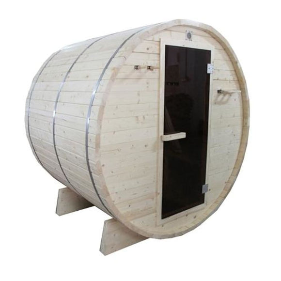 Aleko Outdoor and Indoor White Pine Barrel Sauna 4 Person 4.5 kW ETL Certified Heater SB4PINE-AP Aleko Barrel Saunas