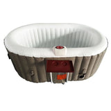 Aleko Oval Inflatable Hot Tub Spa With Drink Tray and Cover 2 Person 145 Gallon Brown and White HTIO2BRWH-AP Hot Tubs