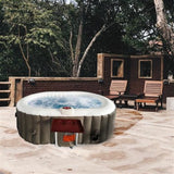 Aleko Oval Inflatable Hot Tub Spa With Drink Tray and Cover 2 Person 145 Gallon Brown and White HTIO2BRWH-AP Hot Tubs