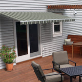 Aleko Retractable Patio Awning 10x8 Feet Multi Striped Green AW10X8MSTRGR58-AP Retractable Awnings 10 x 8 Ft.
