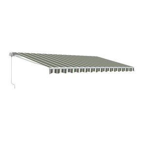 Aleko Retractable Patio Awning 12X10 Feet Multi Striped Green Aw12X10Mstrgr58-Ap Retractable Awnings 12 X 10 Ft