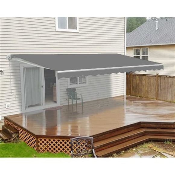 Aleko Retractable Patio Awning 13x10 Feet Gray AW13X10GY80-AP Retractable Awnings 13 x 10 Ft