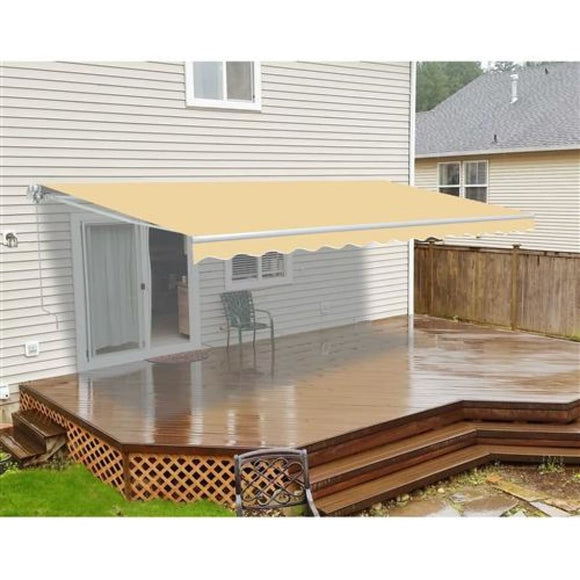 Aleko Retractable Patio Awning 13X10 Feet Ivory Aw13X10Ivory29-Ap Retractable Awnings 13 X 10 Ft
