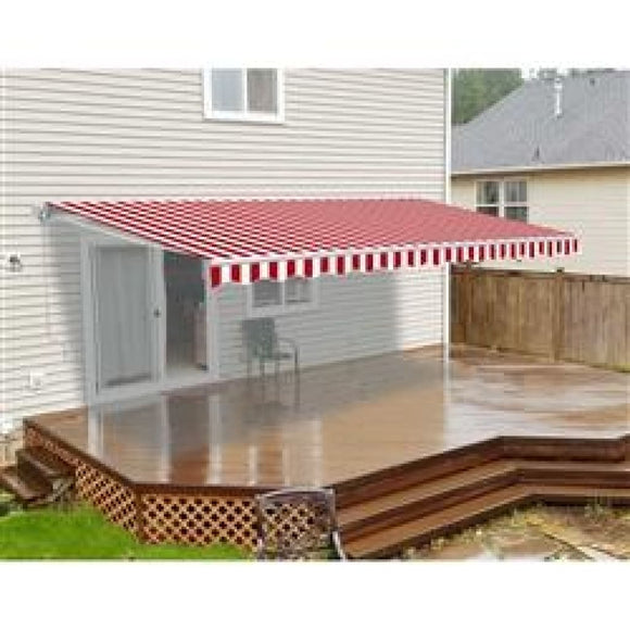 Aleko Retractable Patio Awning 13X10 Feet Red And White Striped Aw13X10Rwstr05-Ap Retractable Awnings 13 X 10 Ft