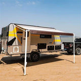 Aleko Retractable RV/Patio Awning 16 x 8 Feet Brown Striped RVAW16X8BRSTR34-AP RV Awnings Non Motorized 16 x 8 Ft