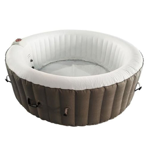 Aleko Round Inflatable Hot Tub Spa With Cover 6 Person 265 Gallon Brown and White HTIR6BRW-AP Hot Tubs