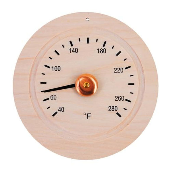 Aleko Round Pine Wood Sauna Thermometer Gage in Fahrenheit WJ02-AP Aleko Sauna Accessories