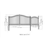 Aleko Steel Dual Swing Driveway Gate Dublin Style 12 ft with Pedestrian Gate 4 ft SET12X4DUBD-AP Dual Swing Gates with Pedestrian Entrance