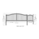Aleko Steel Dual Swing Driveway Gate Dublin Style 16 ft With Pedestrian Gate 4 ft SET16X4DUBD-AP Dual Swing Gates with Pedestrian Entrance