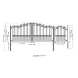 Aleko Steel Dual Swing Driveway Gate LONDON Style 14 ft With Pedestrian Gate 4 ft SET14X4LOND-AP Dual Swing Gates with Pedestrian Entrance