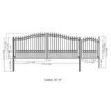 Aleko Steel Dual Swing Driveway Gate London Style 16 ft with Pedestrian Gate 4 ft SET16X4LOND-AP Dual Swing Gates with Pedestrian Entrance