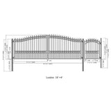 Aleko Steel Dual Swing Driveway Gate London Style 18 ft With Pedestrian Gate 4 ft SET18X4LOND-AP Dual Swing Gates with Pedestrian Entrance