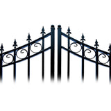 Aleko Steel Dual Swing Driveway Gate Moscow Style 14 ft With Pedestrian Gate 4 ft SET14X4MOSD-AP Dual Swing Gates with Pedestrian Entrance