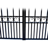 Aleko Steel Dual Swing Driveway Gate Moscow Style 18 ft With Pedestrian Gate 4 ft SET18X4MOSD-AP Dual Swing Gates with Pedestrian Entrance