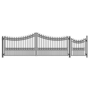 Aleko Steel Dual Swing Driveway Gate Moscow Style 18 Ft With Pedestrian Gate 4 Ft Set18X4Mosd-Ap Dual Swing Gates With Pedestrian Entrance
