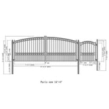 Aleko Steel Dual Swing Driveway Gate Paris Style 16 ft With Pedestrian Gate 4 ft SET16X4PARD-AP Dual Swing Gates with Pedestrian Entrance