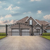 Aleko Steel Dual Swing Driveway Gate St.Petersburg Style 12 ft with Pedestrian Gate 4 ft SET12X4STPD-AP Dual Swing Gates with Pedestrian 