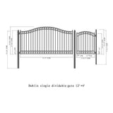 Aleko Steel Single Swing Driveway Gate DUBLIN Style 12 ft with Pedestrian Gate 4 ft SET12X4DUBS-AP Single Swing Driveway Gates With