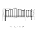 Aleko Steel Single Swing Driveway Gate Dublin Style 14 ft With Pedestrian Gate 4 ft SET14X4DUBS-AP Single Swing Driveway Gates With 