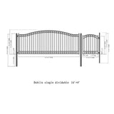 Aleko Steel Single Swing Driveway Gate Dublin Style 16 ft With Pedestrian Gate 4 ft SET16X4DUBS-AP Single Swing Driveway Gates With 