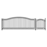 Aleko Steel Single Swing Driveway Gate Dublin Style 16 ft With Pedestrian Gate 4 ft SET16X4DUBS-AP Single Swing Driveway Gates With 