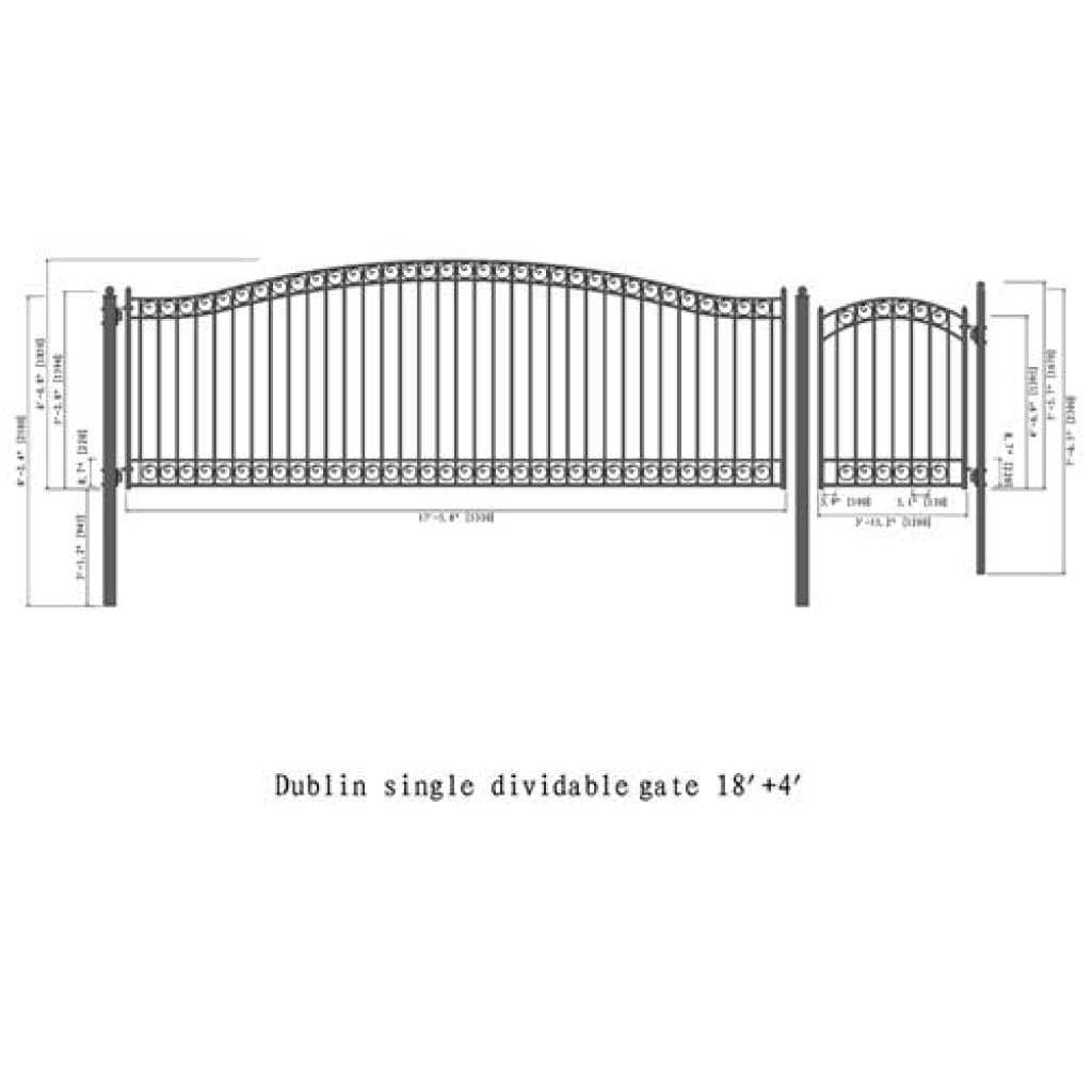 Aleko Steel Single Swing Driveway Gate Dublin Style 18 ft With Pedestr ...