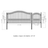 Aleko Steel Single Swing Driveway Gate London Style 12 ft With Pedestrian Gate 4 ft SET12X4LONS-AP Single Swing Driveway Gates With 