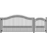 Aleko Steel Single Swing Driveway Gate London Style 12 ft With Pedestrian Gate 4 ft SET12X4LONS-AP Single Swing Driveway Gates With