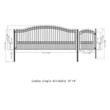 Aleko Steel Single Swing Driveway Gate London Style 16 ft With Pedestrian Gate 4 ft SET16X4LONS-AP Single Swing Driveway Gates With 