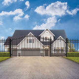 Aleko Steel Single Swing Driveway Gate Munich Style 12 ft with Pedestrian Gate 4 ft SET12X4MUNS-AP Single Swing Driveway Gates With 