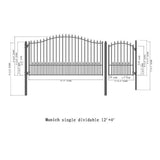Aleko Steel Single Swing Driveway Gate Munich Style 12 ft with Pedestrian Gate 4 ft SET12X4MUNS-AP Single Swing Driveway Gates With 