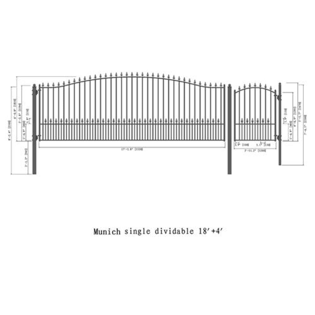 Aleko Steel Single Swing Driveway Gate Munich Style 18 ft With Pedestr ...