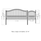 Aleko Steel Single Swing Driveway Gate Paris Style 12 ft With Pedestrian Gate 4 ft SET12X4PARS-AP Single Swing Driveway Gates With 