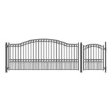 Aleko Steel Single Swing Driveway Gate Paris Style 14 ft With Pedestrian Gate 4 ft SET14X4PARS-AP Single Swing Driveway Gates With 