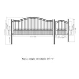Aleko Steel Single Swing Driveway Gate Paris Style 14 ft With Pedestrian Gate 4 ft SET14X4PARS-AP Single Swing Driveway Gates With 