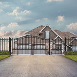 Aleko Steel Single Swing Driveway Gate Paris Style 14 ft With Pedestrian Gate 4 ft SET14X4PARS-AP Single Swing Driveway Gates With 