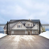 Aleko Steel Single Swing Driveway Gate Paris Style 14 x 6 ft DG14PARSSW-AP Single Swing Driveway Gates