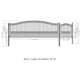 Aleko Steel Single Swing Driveway Gate Paris Style 18 ft with Pedestrian Gate 4 ft SET18X4PARS-AP Single Swing Driveway Gates With 